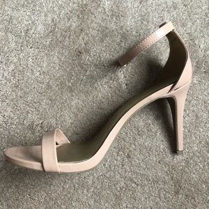 Nude open toe heels